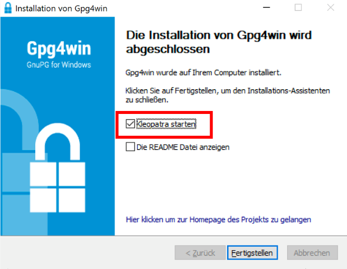 nstallation von Gpg4win um Ihre Microsoft Outlook E-Mails verschlüsseln.