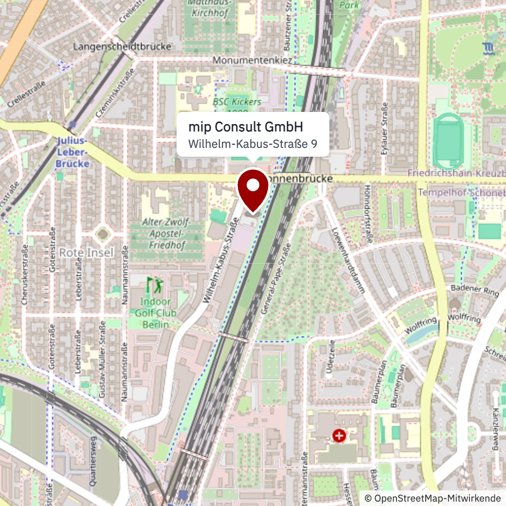 Lageplan: mip Consult GmbH, Wilhelm-Kabus-Straße 9, 10829 Berlin-Schöneberg